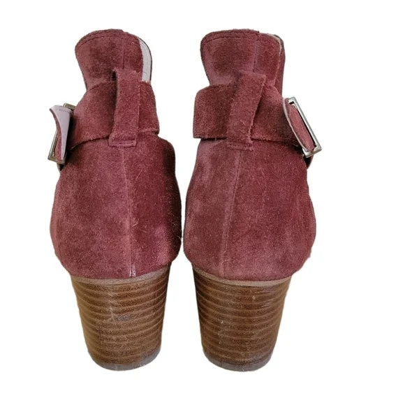 𝅺SOLE Society Suede Ankle Heeled Boot With Buckle Olive Red Size 9.5 - Picture 7 of 8